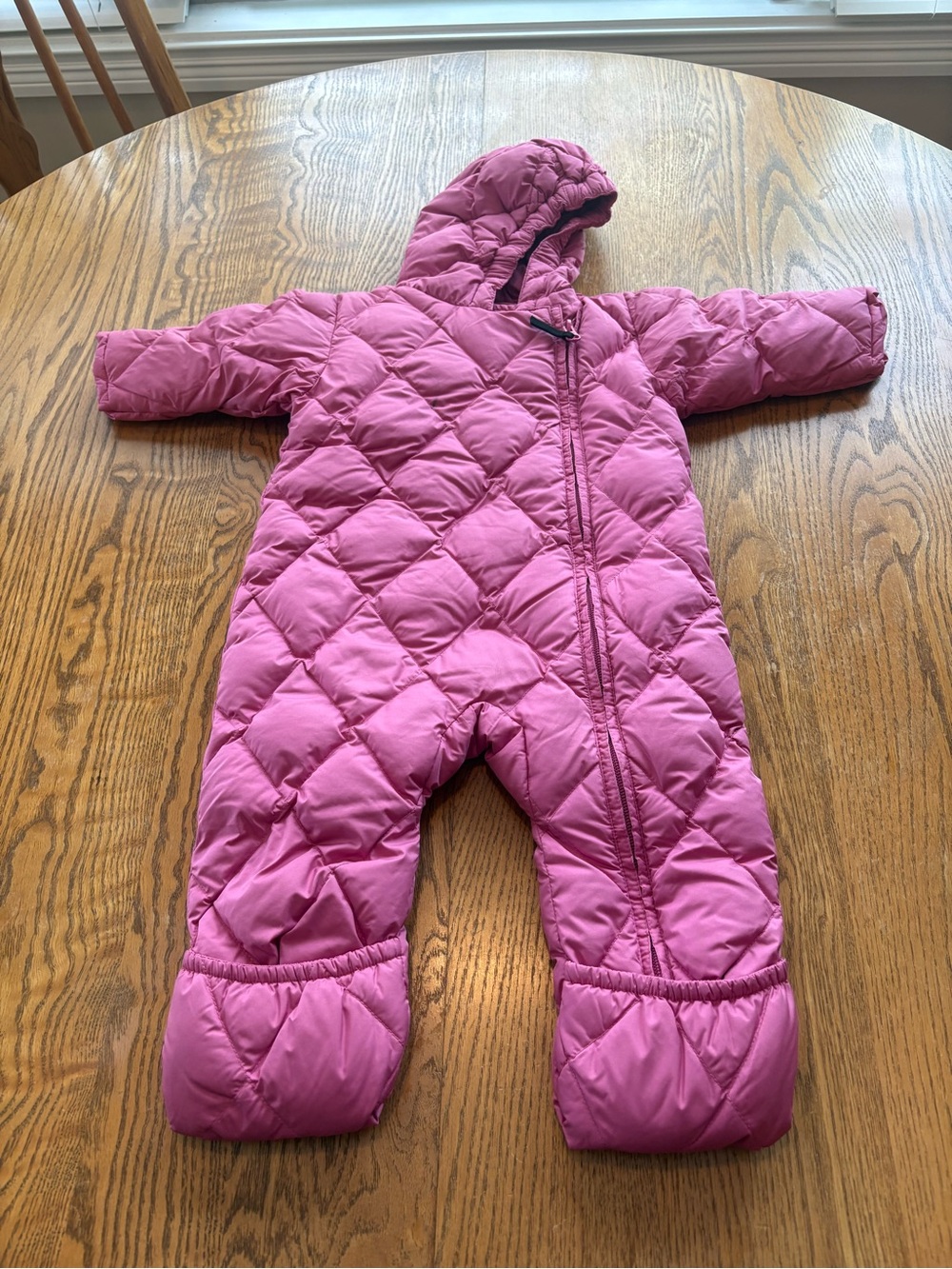Lands End Pink Goose Down Baby Bunting Hooded Snowsuit Girl’s Size 6 Months SPOT